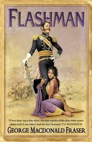 Cover artwork from the 2005 reprinting of Flashman. The background image is taken from William Barnes Wollen's 1898 depiction of the last stand near Gandamak village during the Retreat from Kabul 